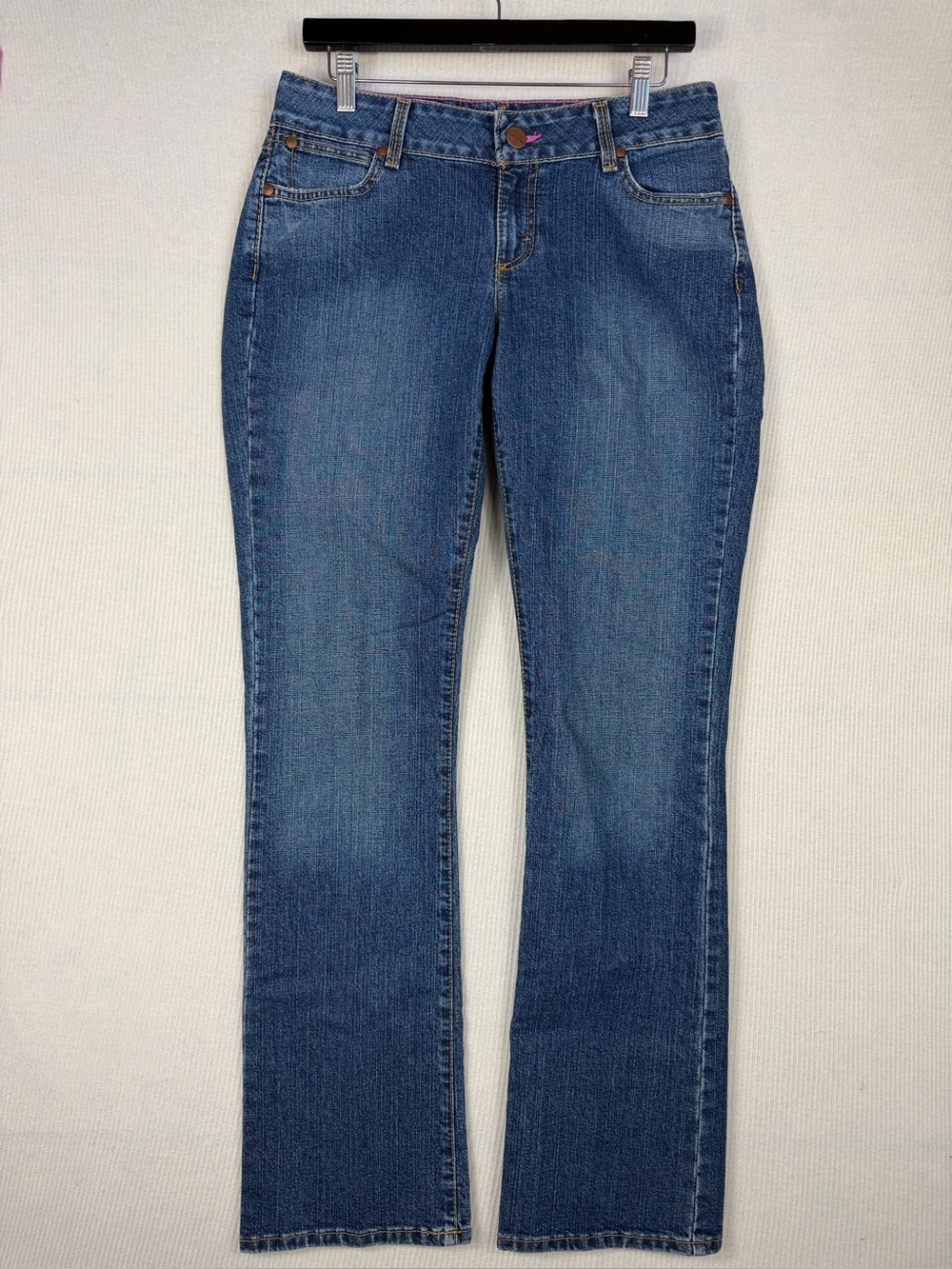 Wrangler Premium Patch Low Rise Bootcut Jeans Size 9/10 x 34 Dark Wash Stretch